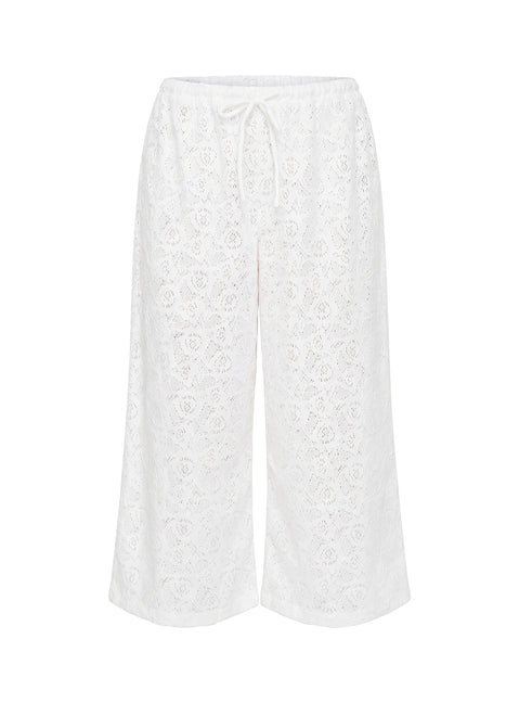 Kiss Me Quick 3/4 Lace Drawstring Pants White