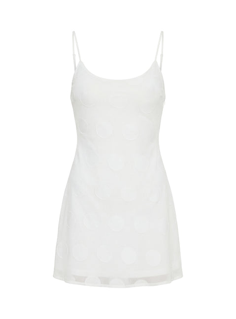 Lissie Scoop Mini Dress White Polka Dot