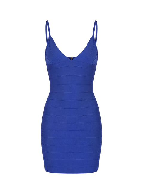 Lucinnda Plunge Bandage Mini Dress Cobalt Blue