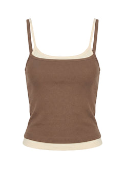 Maeka Layered Jersey Tank Top Brown / Cream