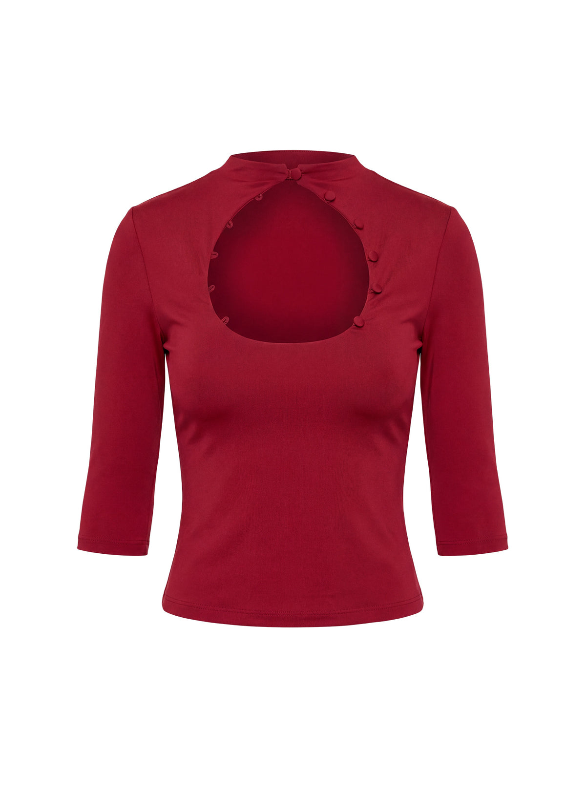 Marcelia 3/4 Sleeve Keyhole Top Red