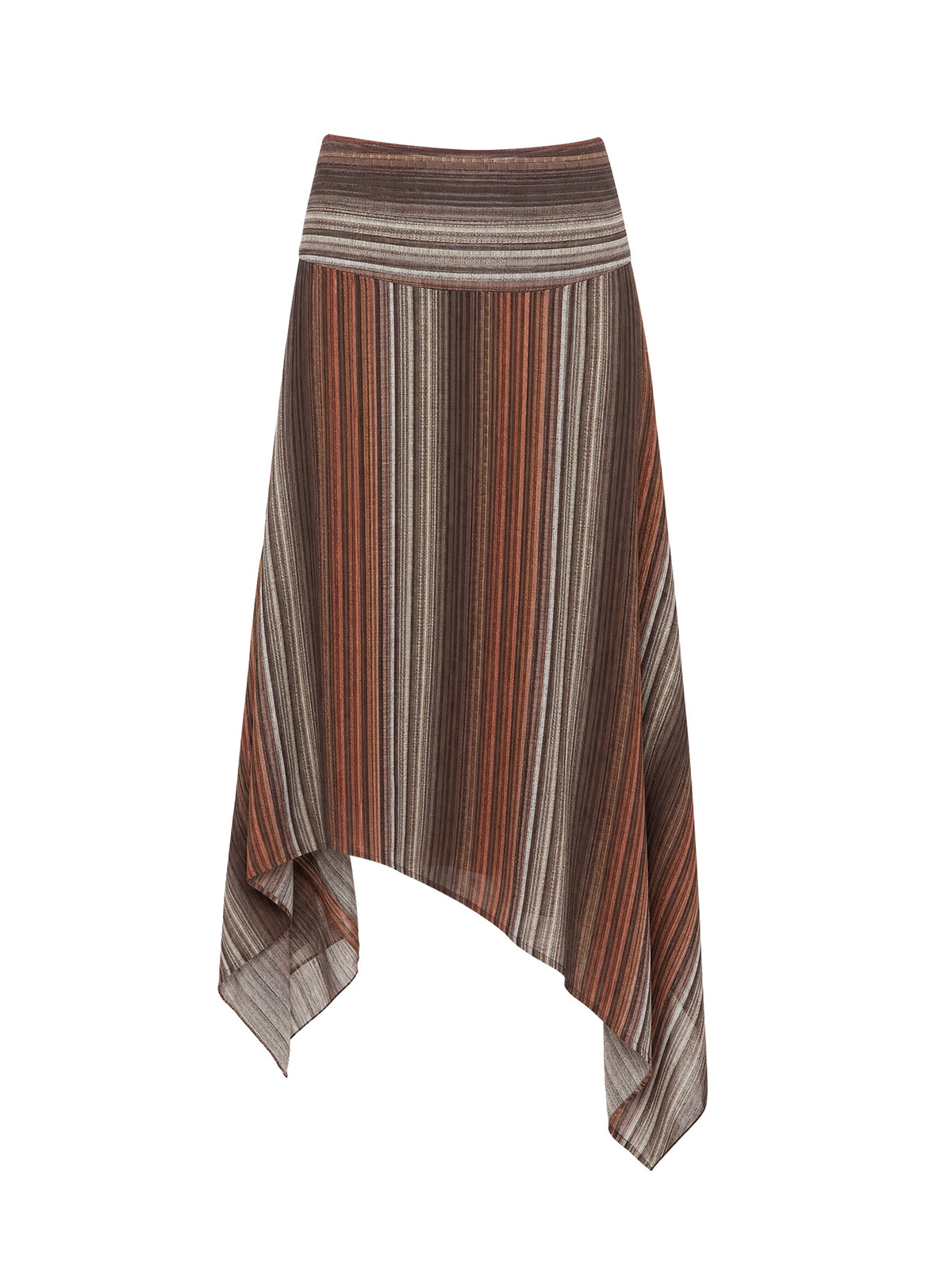Massino Asymmetrical Midi Skirt Multi Stripe