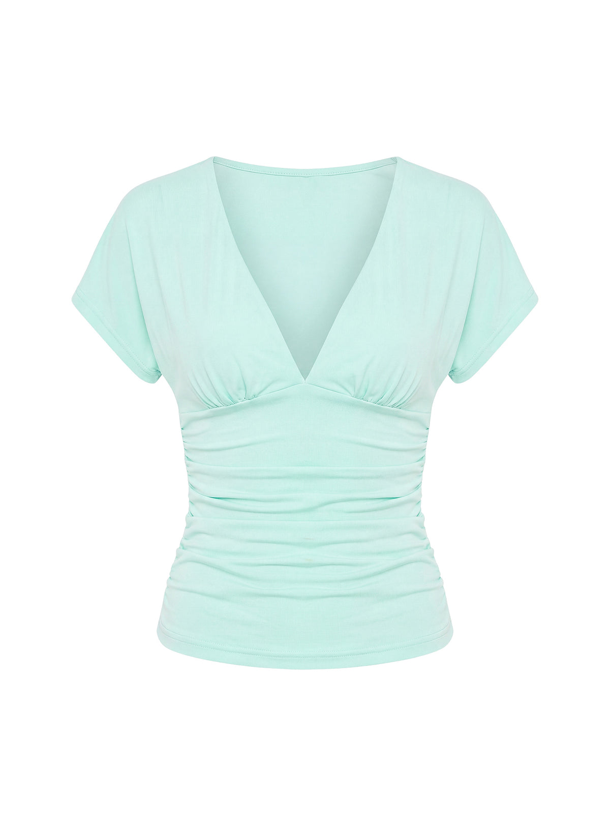 Mattey Cinched V Neck Top Turquoise