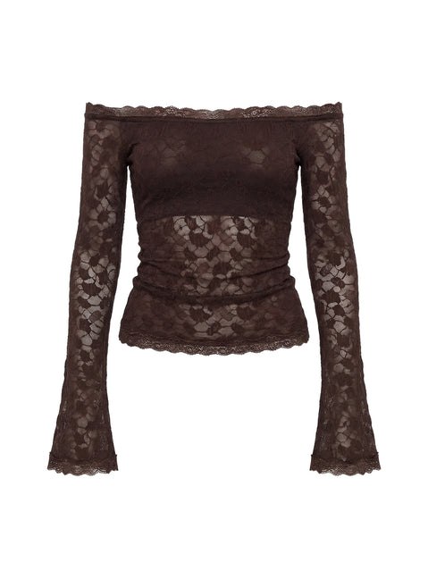 Mochapella Off The Shoulder Top Brown
