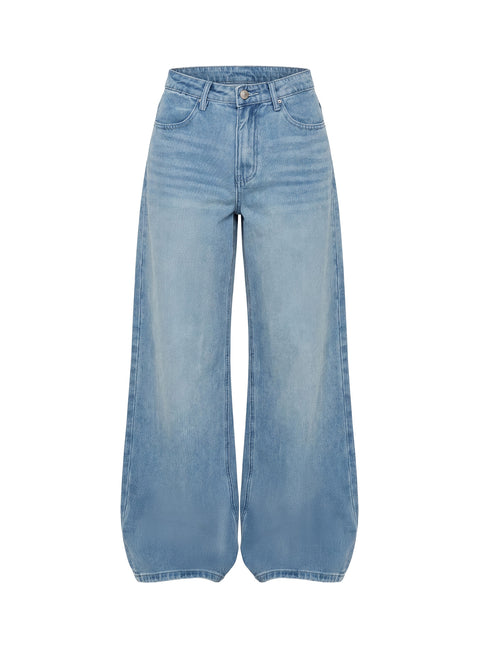 Naylor Mid Rise Wide Leg Jeans Light Wash Denim Light Blue Wash Tall
