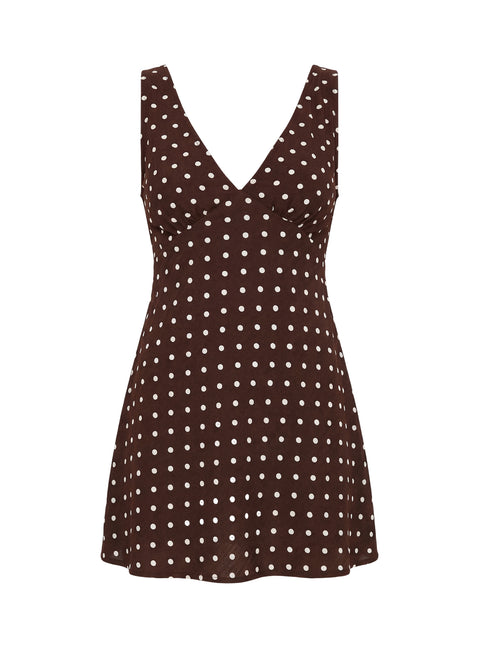 Nellie Mini Dress Brown Polka Dot