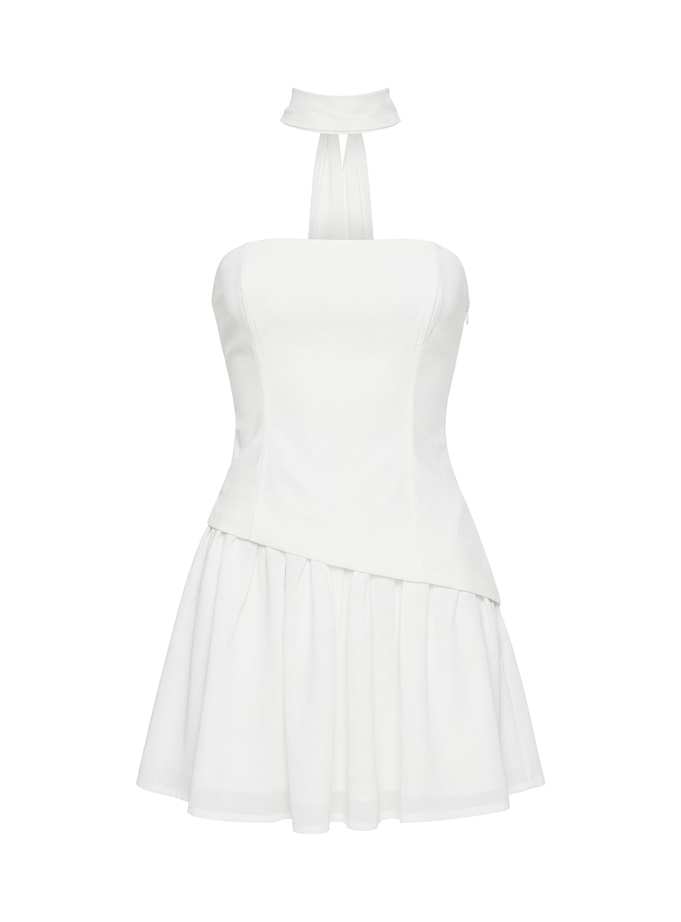 Odela Strapless Drop Waist Mini Dress White
