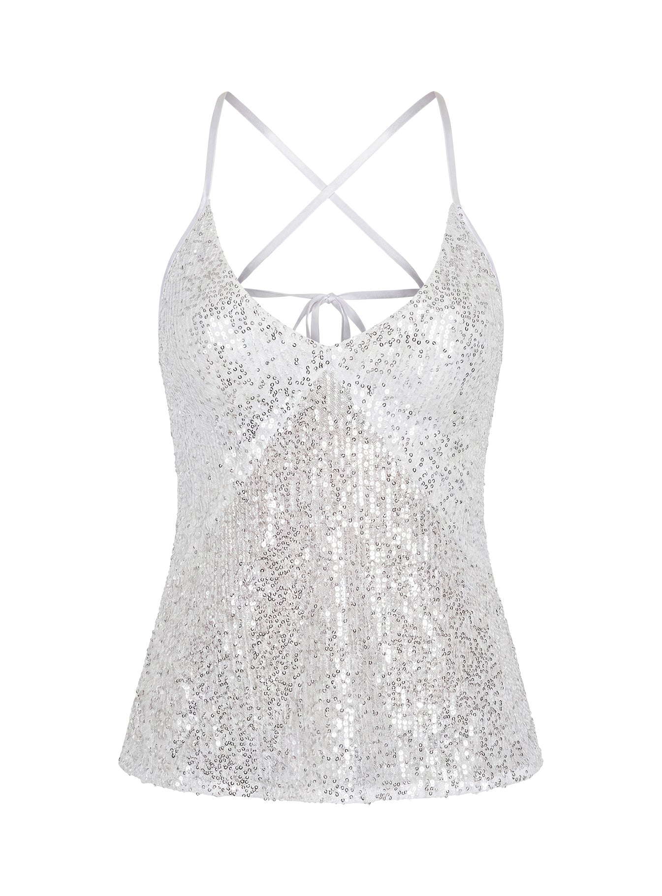 Opaline Sequin Cami Top Silver | Princess Polly