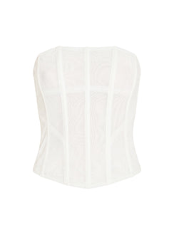 Oscuro Longline Mesh Corset Top White