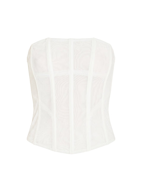 Oscuro Longline Mesh Corset Top White