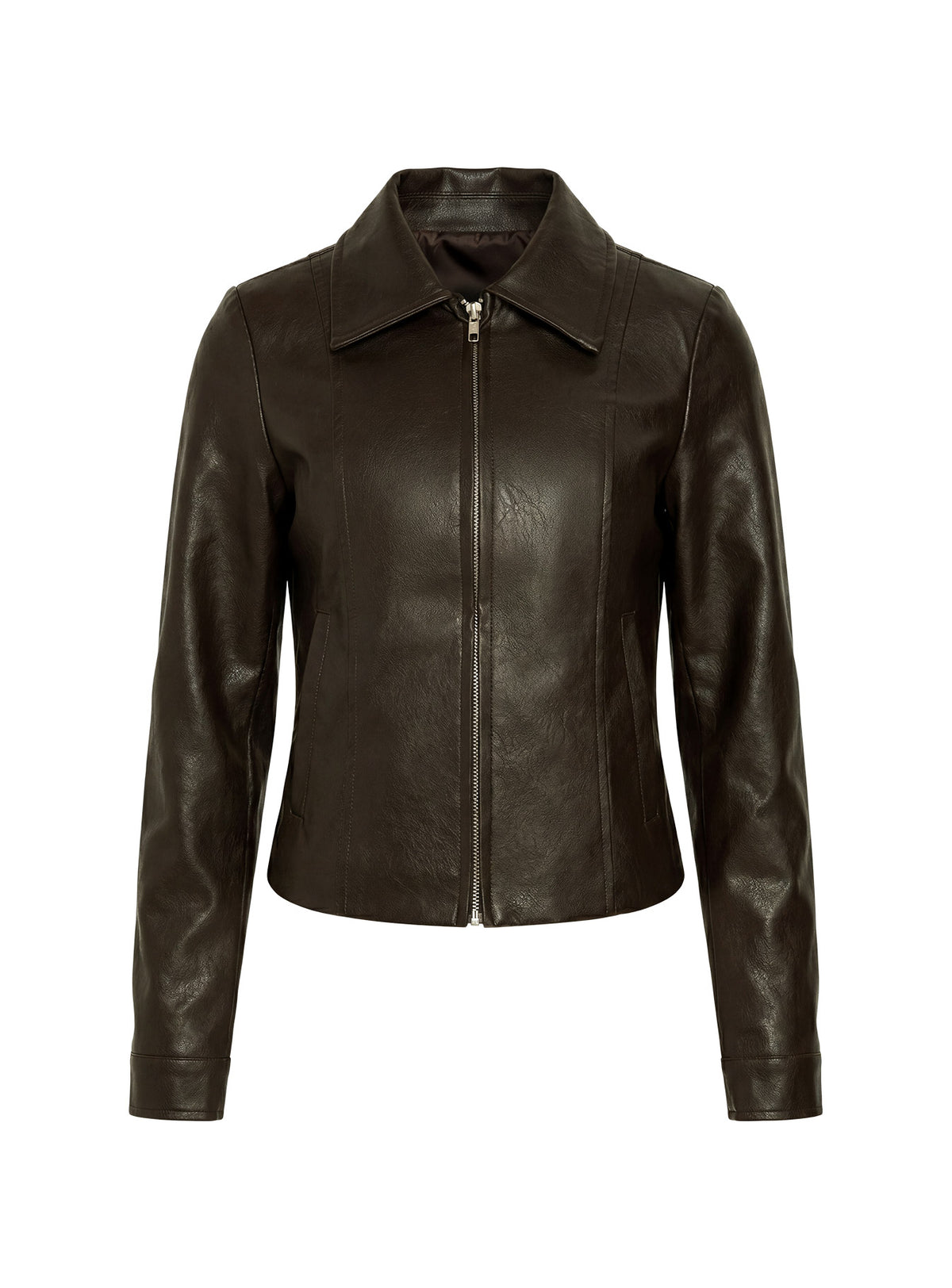 Palomino Fitted Faux Leather Jacket Brown