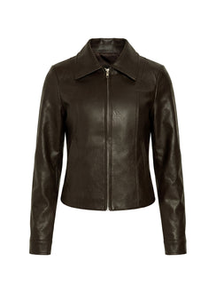 Palomino Fitted Faux Leather Jacket Brown