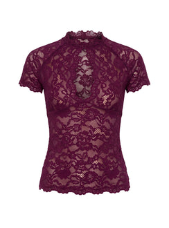 Quinbie Lace Short Sleeve Top Plum