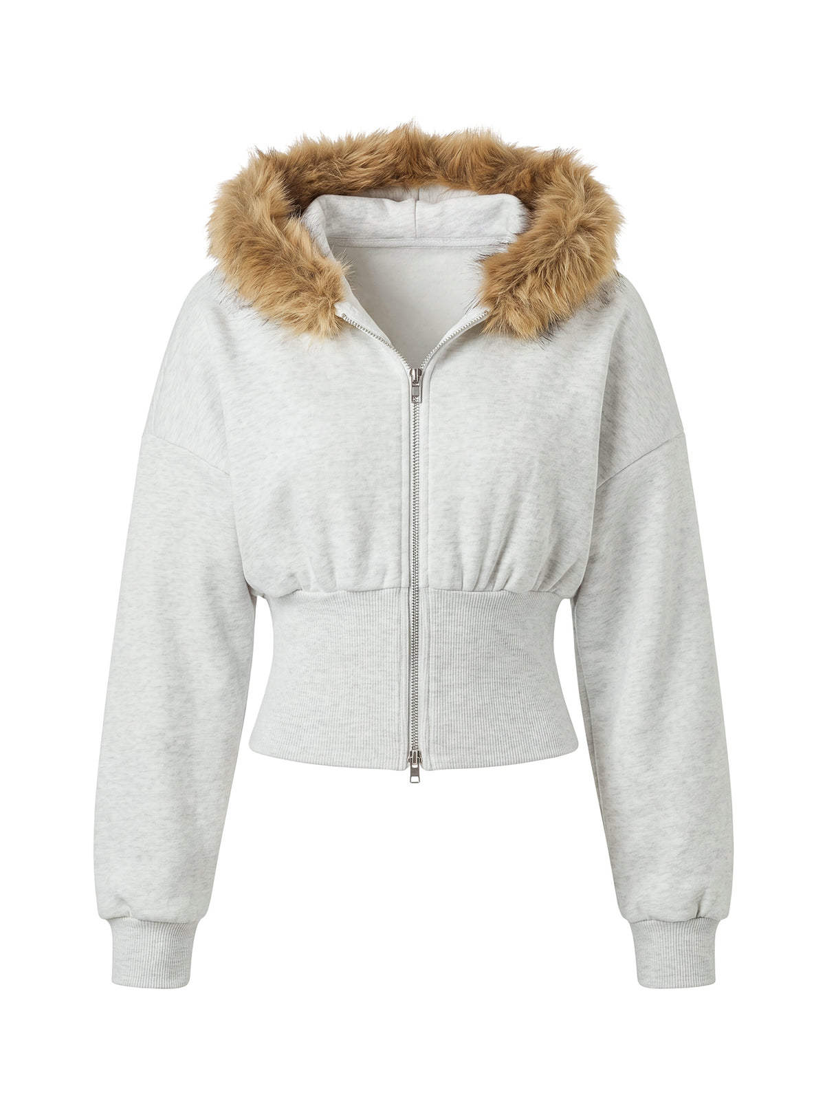 Ramonda Faux Fur Hooded Jumper Grey Marle