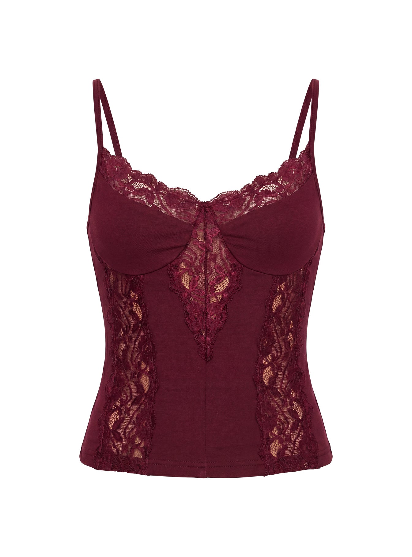 Rhiara Lace Trim Top Cherry | Princess Polly