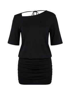 Romma Backless Slouchy Mini Dress Black