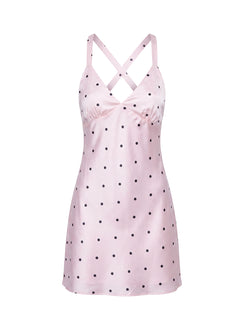 Rosabelle Satin Mini Dress Pink Polka Dot