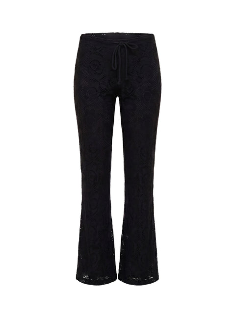 Rosadonna Lace Flare Pants Black