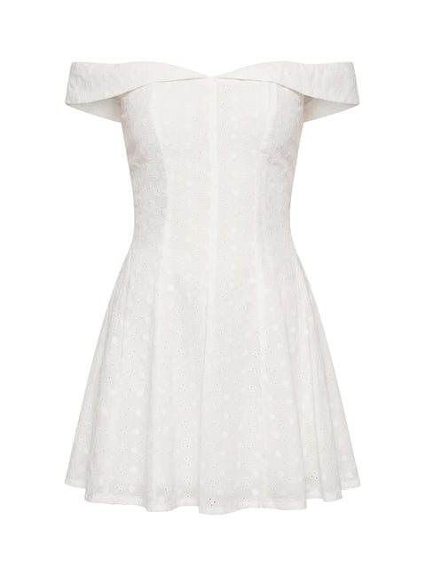 Rosebud Off The Shoulder Mini Dress White Petite