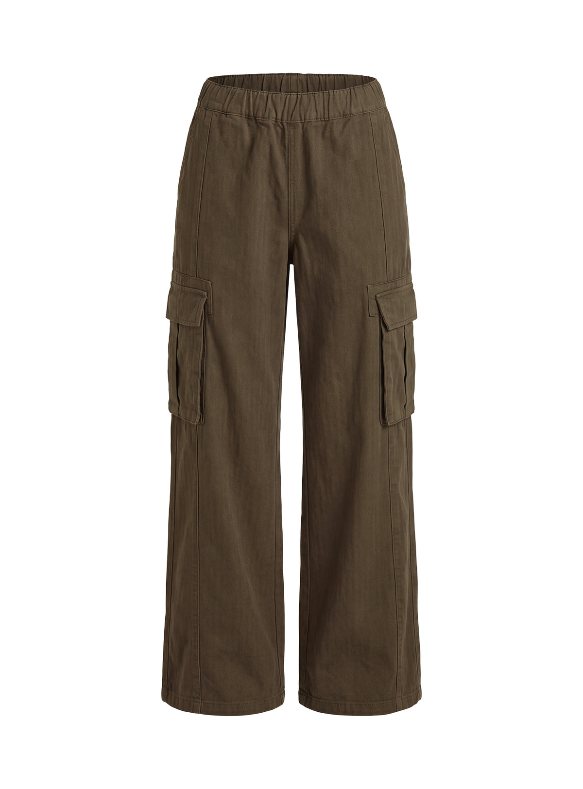 Scarletta Ultra Wide Elasticated Waist Cargo Pants Khaki