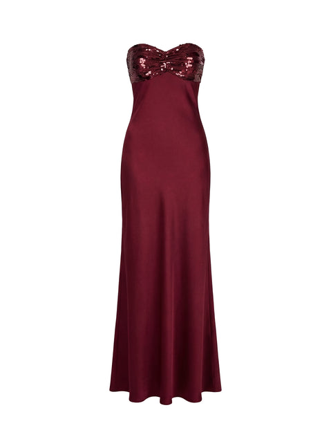 See The Vision Sequin Bust Strapless Maxi Dress | Burgundy | Womens | Princess Polly See The Vision Sequin Bust Strapless Maxi Dress | Burgundy | Womens | Princess Polly