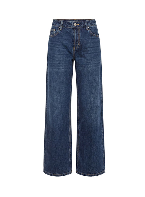 Serenitia Mid Rise Relaxed Jeans Dark Blue Wash