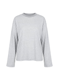 Settle Down Long Sleeve Top Grey / White Stripe