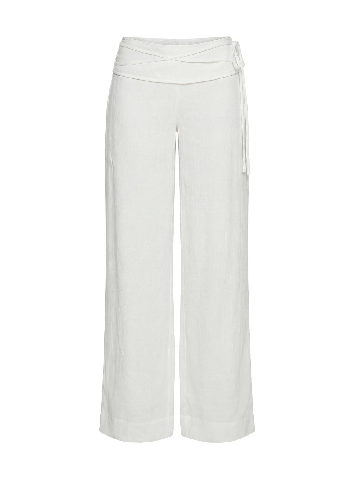 Silver Moon Linen Blend Tie Pants White Tall