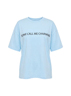 Some Call Me Charming Oversized Graphic Tee Light Blue