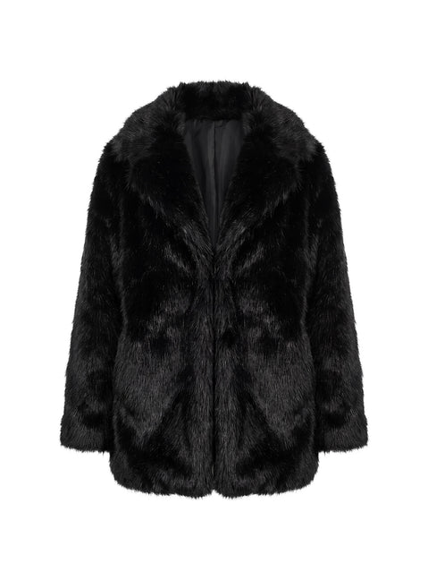 Super Trouper Faux Fur Jacket Black