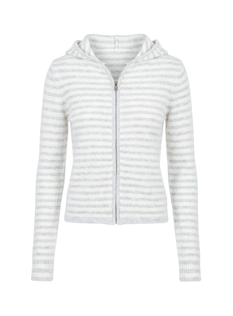 Superstars Zip Through Hoodie Grey / Cream Stripe