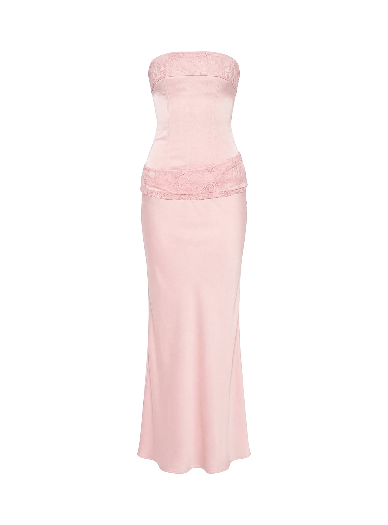 Sura Strapless Lace Detail Maxi Dress Pink