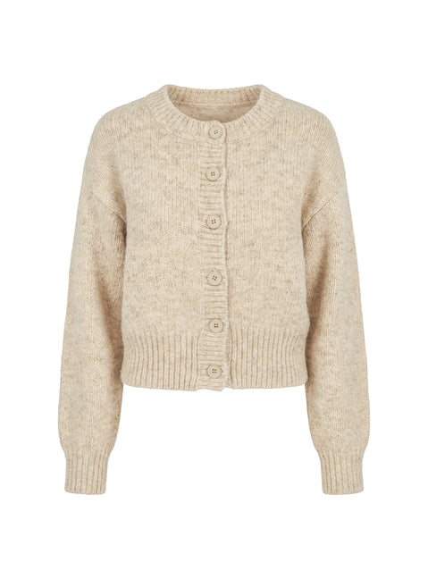 Trevonn Button Up Knit Cardigan Beige