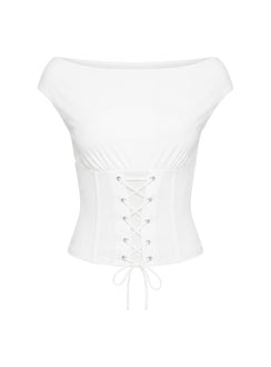 Unbothered Corset Top White