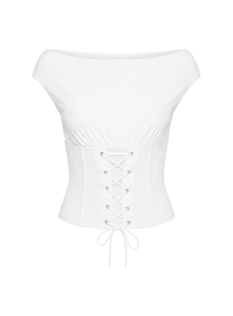 Unbothered Corset Top White