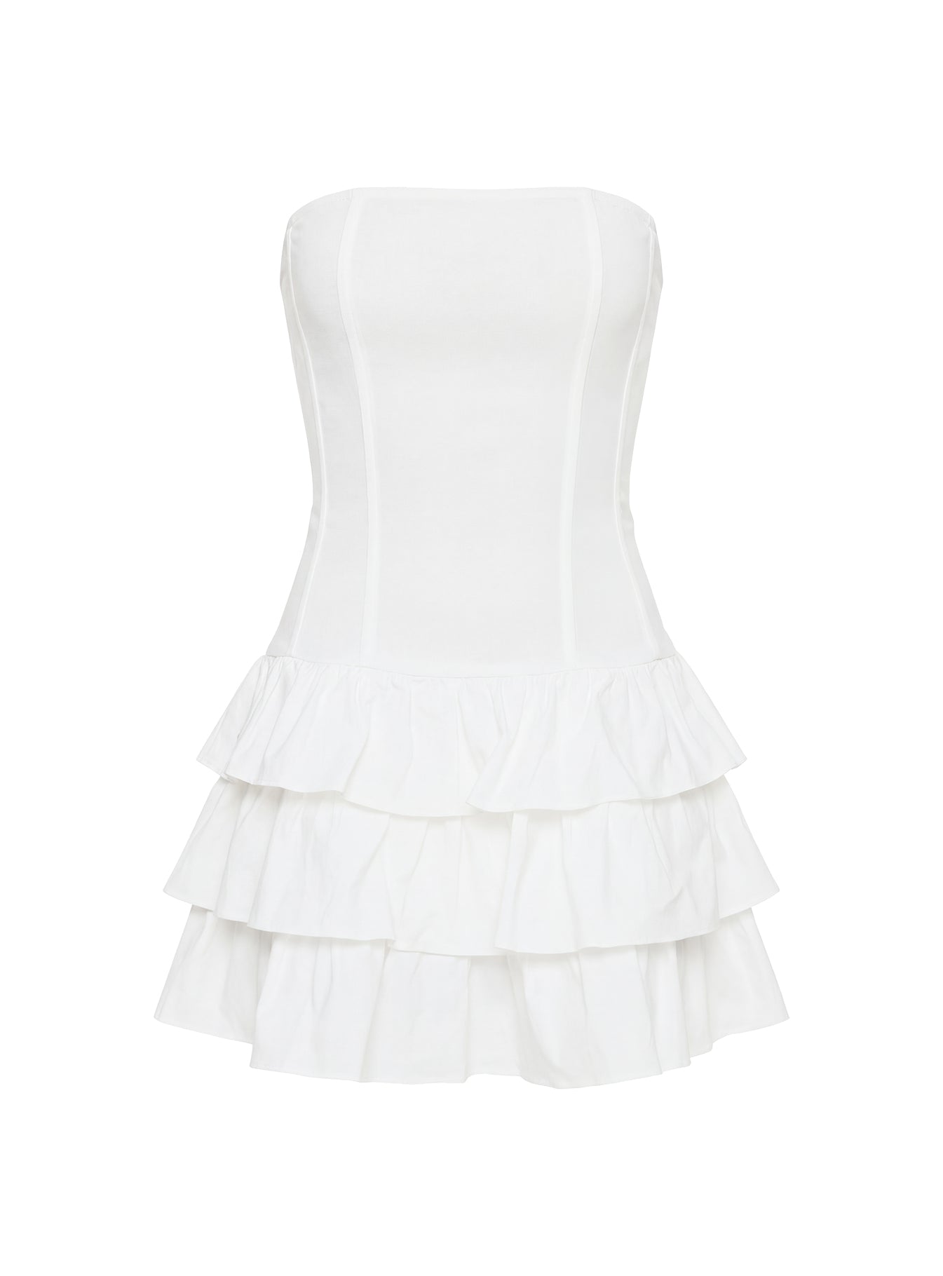 Valentia Tiered Mini Dress White