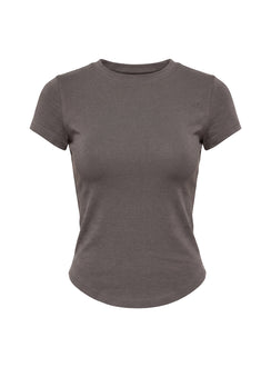 Valentinna Short Sleeve Curved Hem Top Grey
