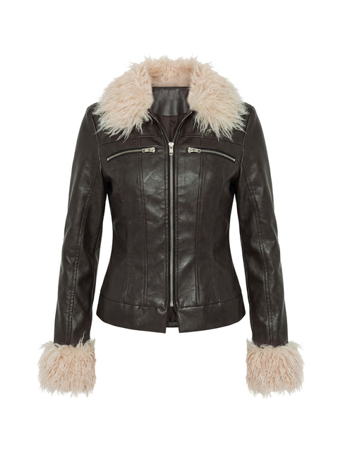 West Coaster Faux Leather Fitted Jacket Black