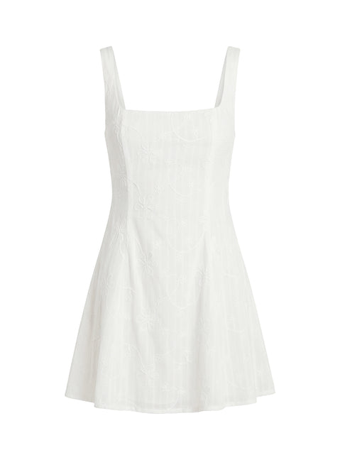 You Can Embroidered Mini Dress White