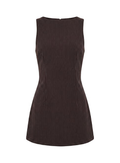 Yumiko Romper Brown Pinstripe