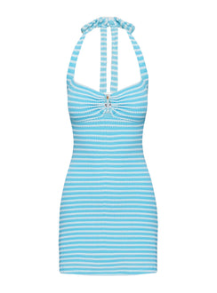 Golden Era Halter Mini Dress Blue Stripe | Princess Polly Golden Era Halter Mini Dress Blue Stripe | Princess Polly