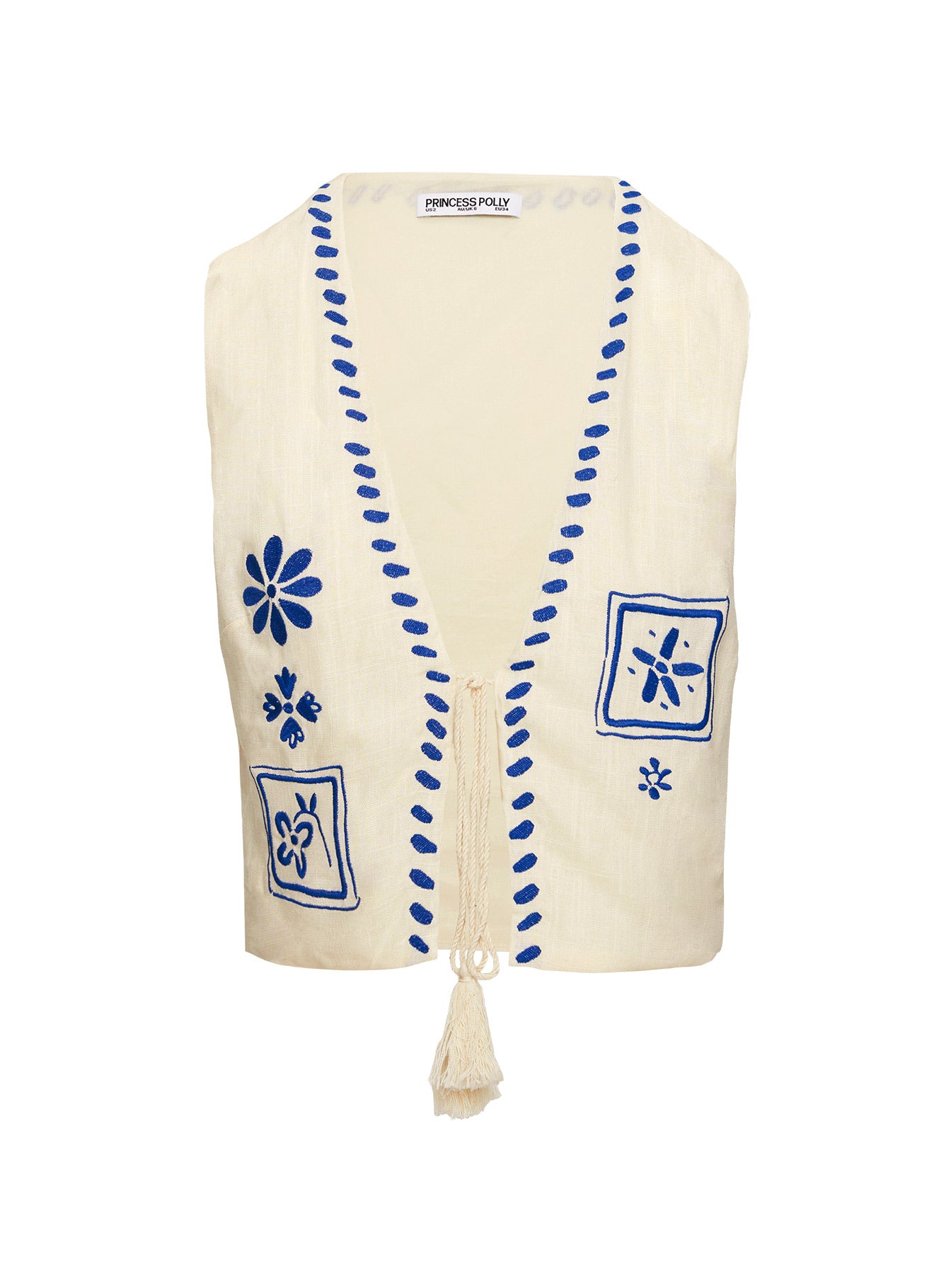Grazia Vest Top Cream / Blue | Princess Polly