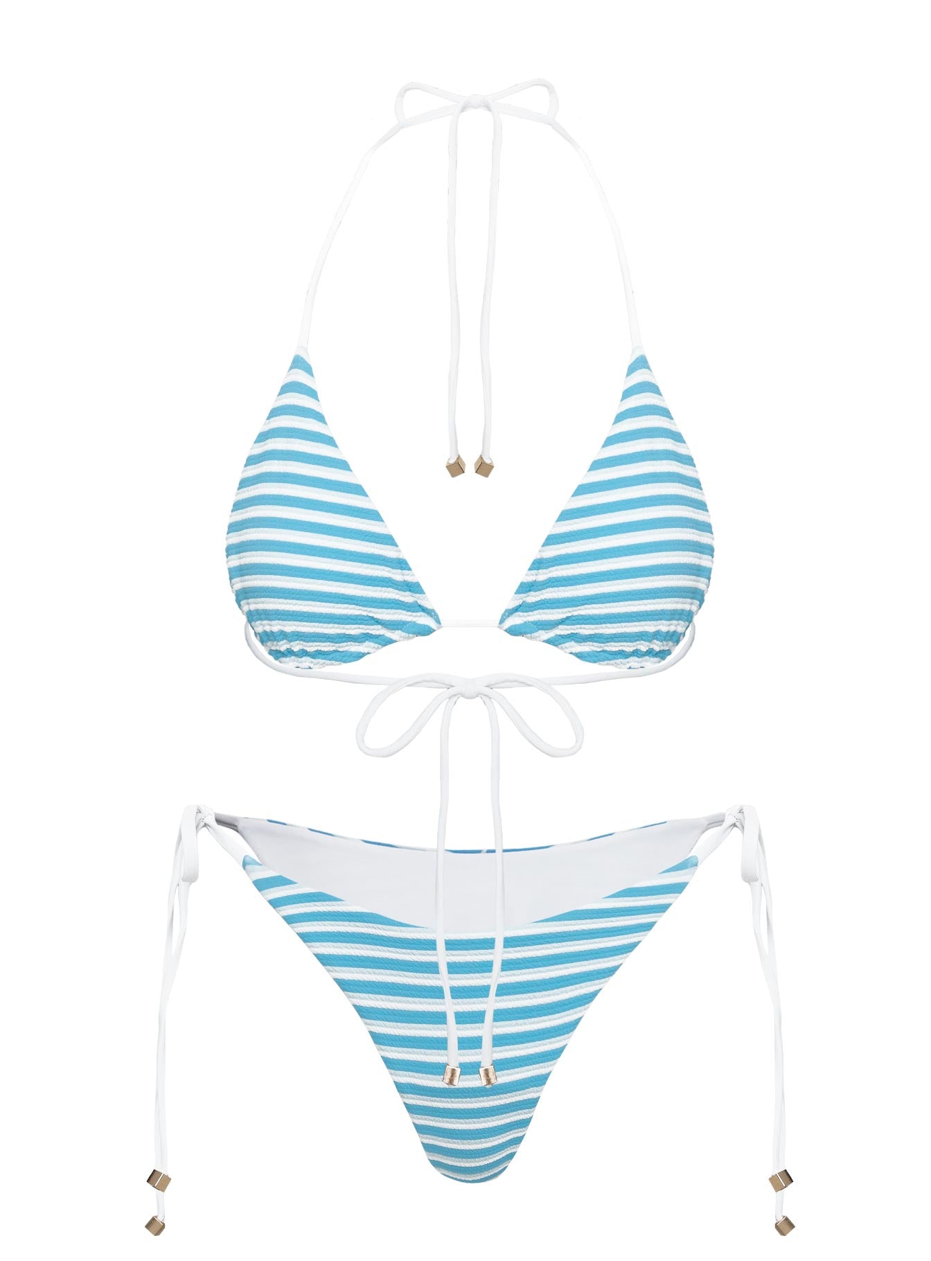 Glora Tie Side Bikini Bottom White Blue / White