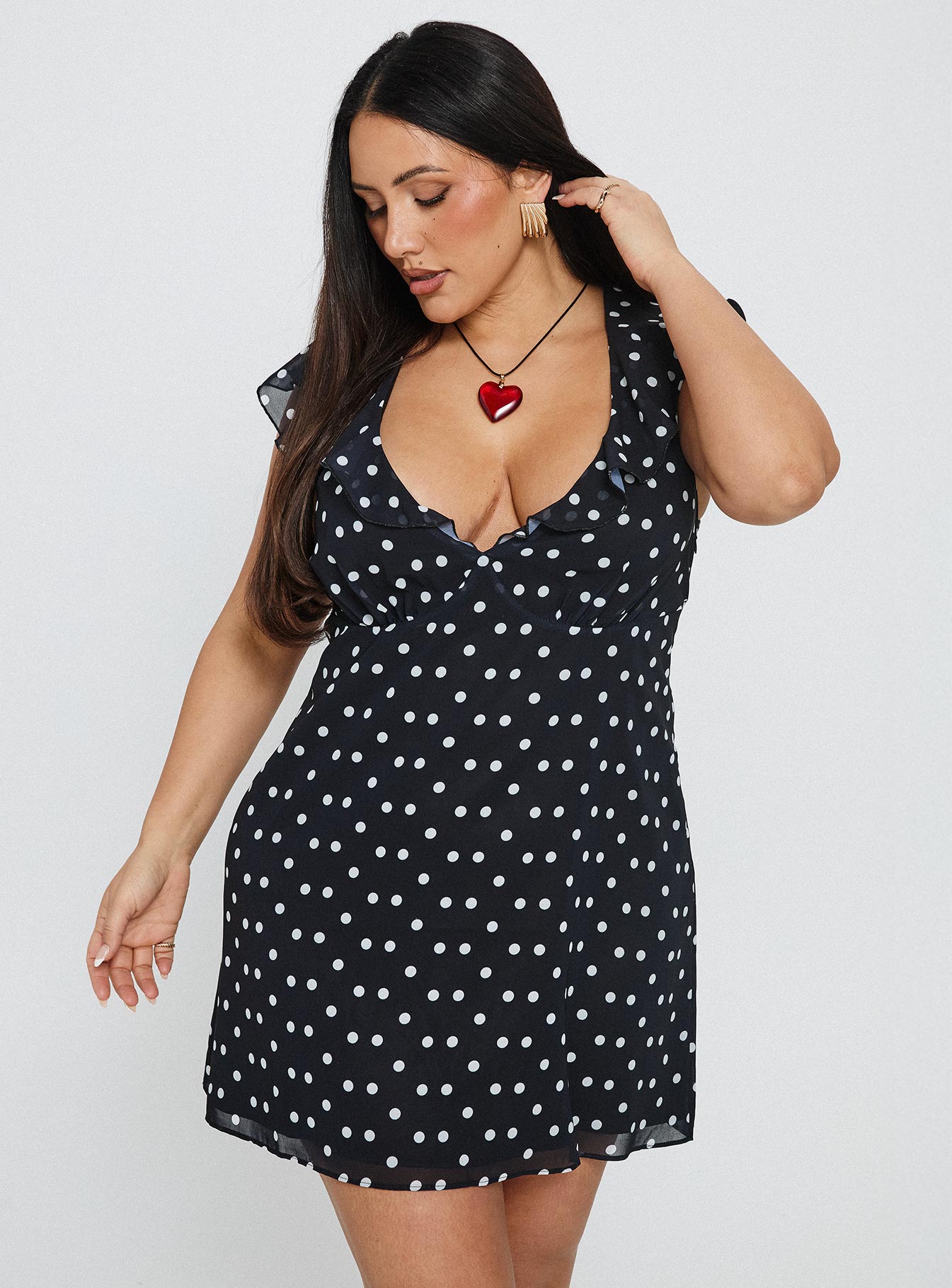 I Guess So Mini Dress Curve | Black Polka Dot | Womens | Princess Polly Curve I Guess So Mini Dress Curve | Black Polka Dot | Womens | Princess Polly Curve