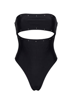 Imika Keyhole Stud One Piece Bikini Black