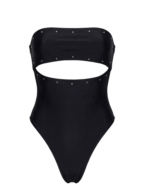Imika Keyhole Stud One Piece Bikini Black