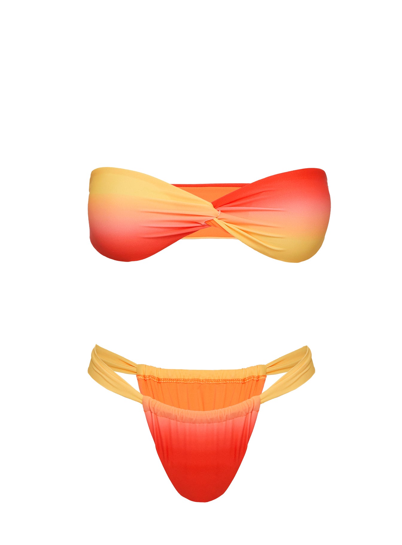 Jacqueline Twist Front Bikini Top Orange Ombre