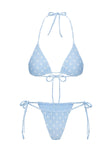 Jenner Tie Side Ruched Bikini Bottom Blue / Polka Dot