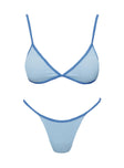 Blue Triangle bikini top, ribbed material Adjustable shoulder straps, clasp fastening at back, removable padding