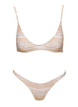 Love Letters High Cut Cheeky Bikini Bottoms Beige Tie Dye